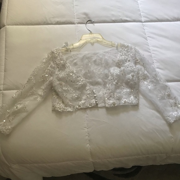 Sequined beaded wedding jacket - Picture 5 of 6